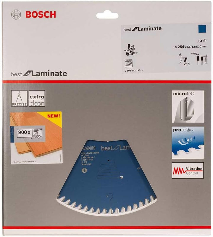 Bosch Professional 2608642135 Kreissägeblatt Best for Laminate 254 x 30 x 2.5/1.8 mm Z84TR-F, 254 x