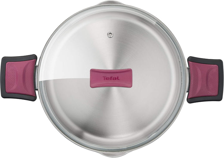 TEFAL Cook &amp; Clip G723SA74 Topfset 10-teilig, Topf 18/20/24 cm, Kochtopf 22cm, Rondel 16cm, Abtropfk