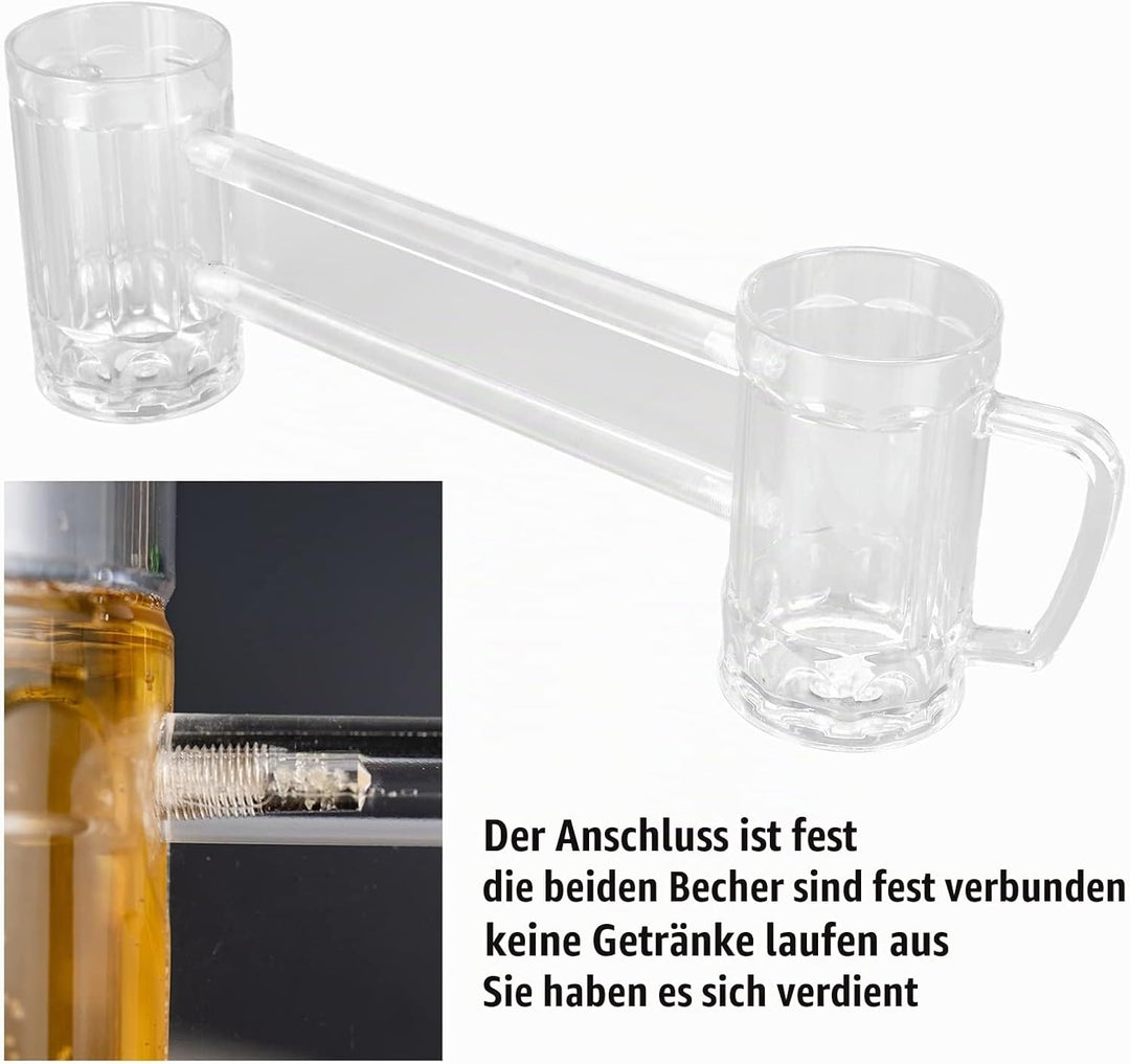 430ml Doppel Verbundenes Bierglas, Acryl-Bierbecher Anti-Drop Bierkrug mit Griff für Bar KTV