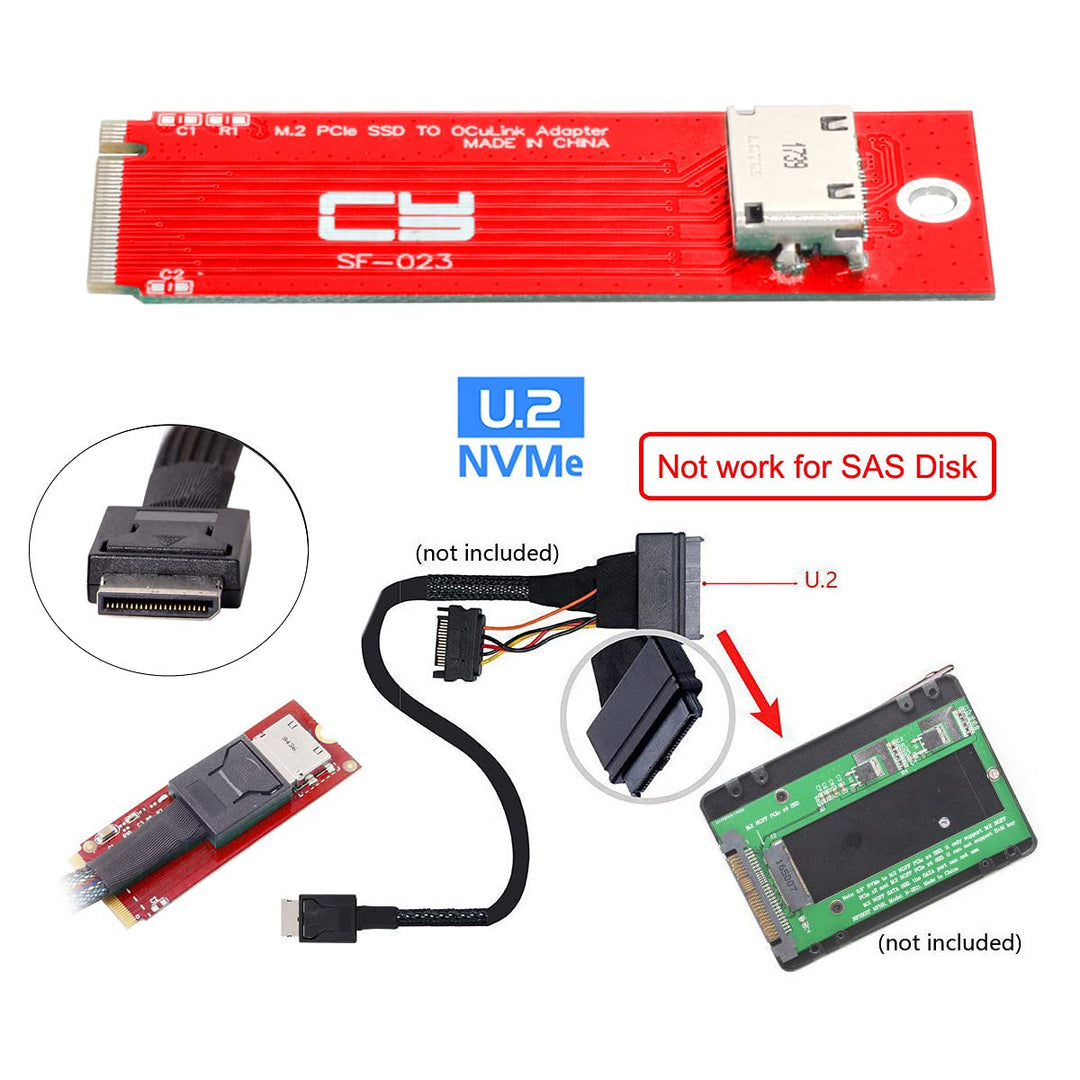 CY Adapter PCI-E 4.0 M.2 M-Key auf Oculink SFF-8612 SFF-8611 Host Adapter für PCIe Nvme SSD 2260 Bla