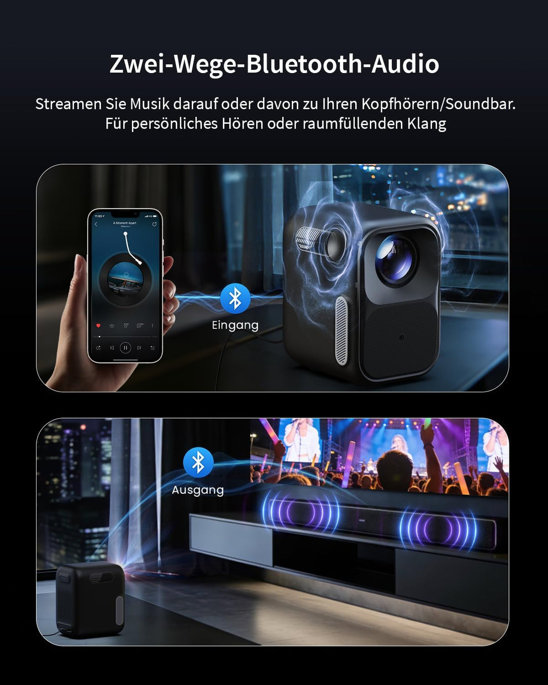WEMAX Mini Beamer mit Google TV & Offizielles Netflix, Native 1080P Full HD Smart Projektor, 300 ISO