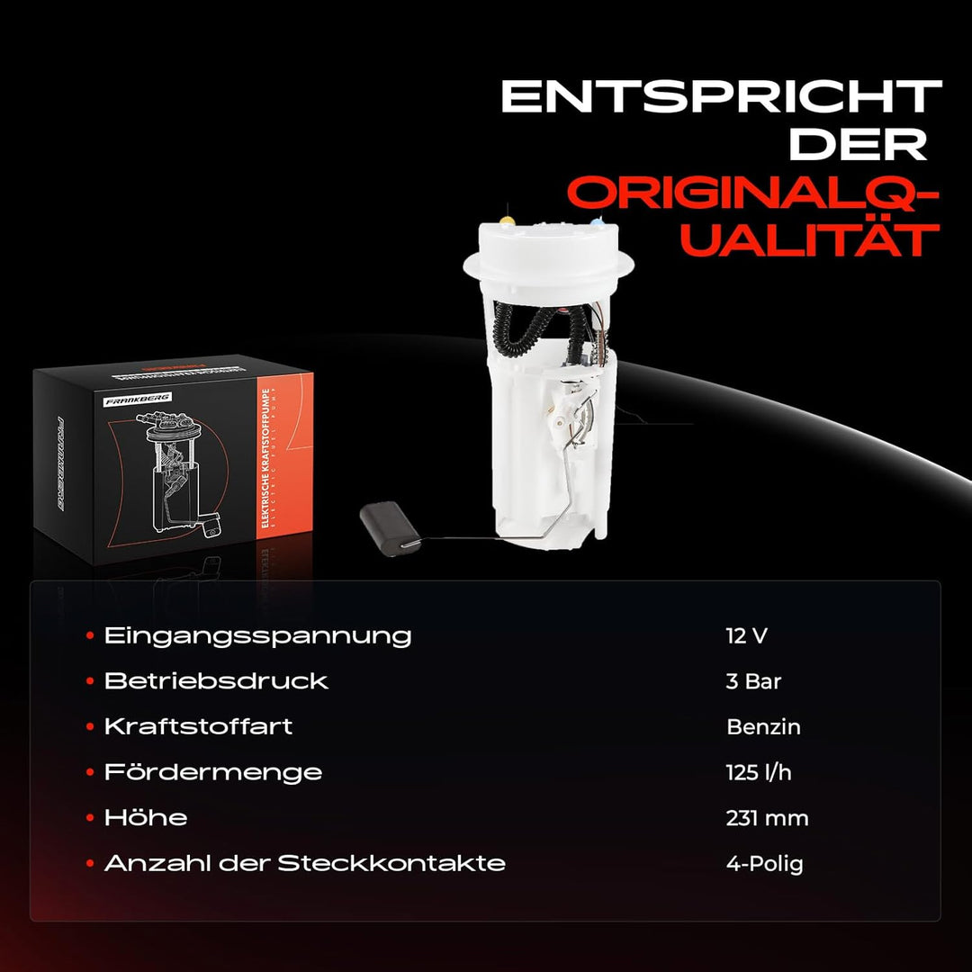Frankberg Kraftstoffpumpe Benzinpumpe Kraftstoff-Fördereinheit Modul Satz ohne Drucksensor 4-Polig K