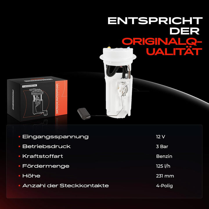 Frankberg Kraftstoffpumpe Benzinpumpe Kraftstoff-Fördereinheit Modul Satz ohne Drucksensor 4-Polig K