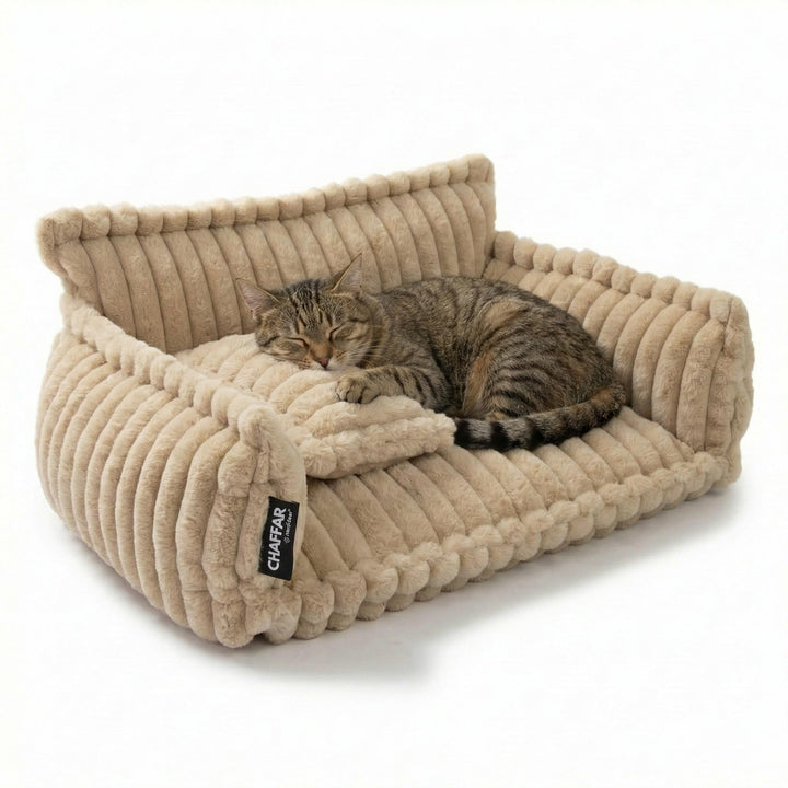 Katzensofa Chaffar | Katzenbett Hundebett Hundesofa | Orthopädische Matratze | Moderner Stil | Cord-