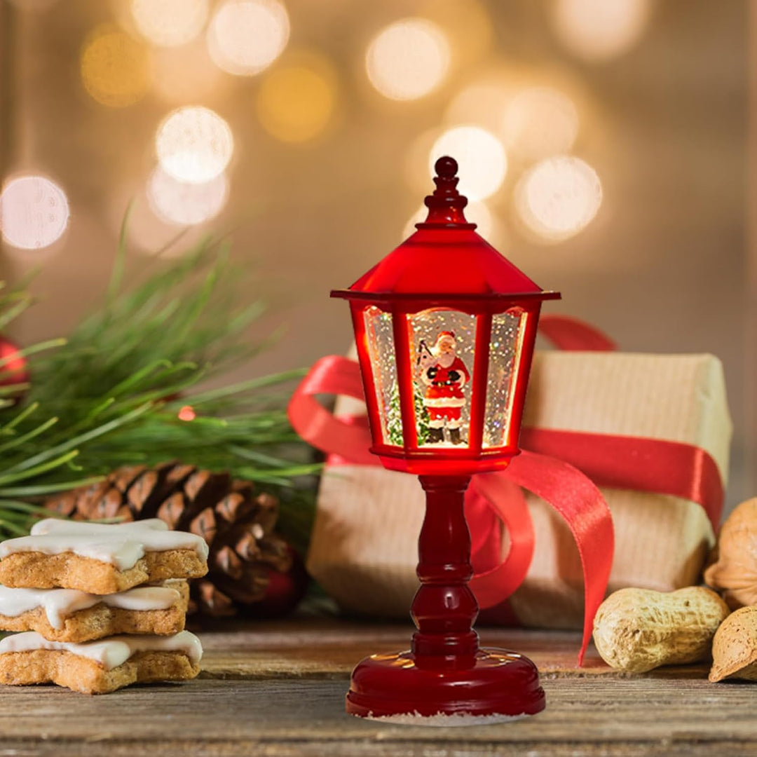 Weihnachtslaterne, Schneekugel, drehbar, mit Schnee-Effekt, für den Innenbereich mit Batterien, Kami