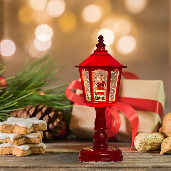 Weihnachtslaterne, Schneekugel, drehbar, mit Schnee-Effekt, für den Innenbereich mit Batterien, Kami