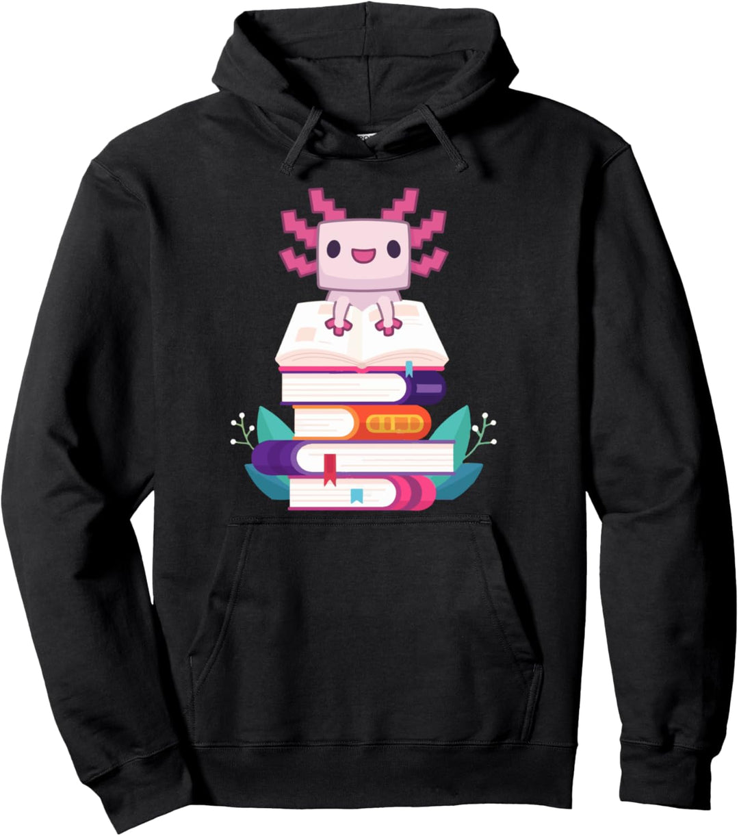 Axolotl Bücherwurm, lustig Pullover Hoodie