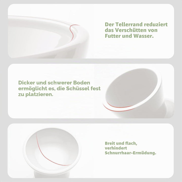 CEEFU Extra breite Katzennäpfe - keramischer Katzennapf 15,7cm Erhöhter Flacher Boden Katzennapf, Sc
