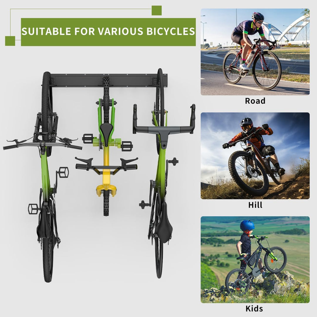 Housolution Fahrrad Wandhalterung 32 Zoll für 4 Fahrräder + 3 Helme, bis zu 300 Pfund, Robust Fahrra