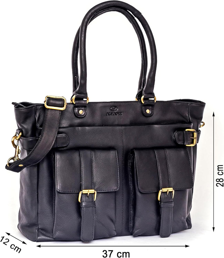 ALMADIH Premium Leder Damentasche Schultertasche Eva - Ledertasche Handtasche Umhängetasche Henkelta