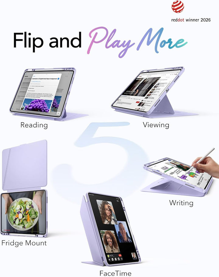 ESR Hülle für iPad Air 13 Zoll (2026/2025/2024) M4/M3/M2, Vertikale Stand, Mehrere Standwinkel, Ultr