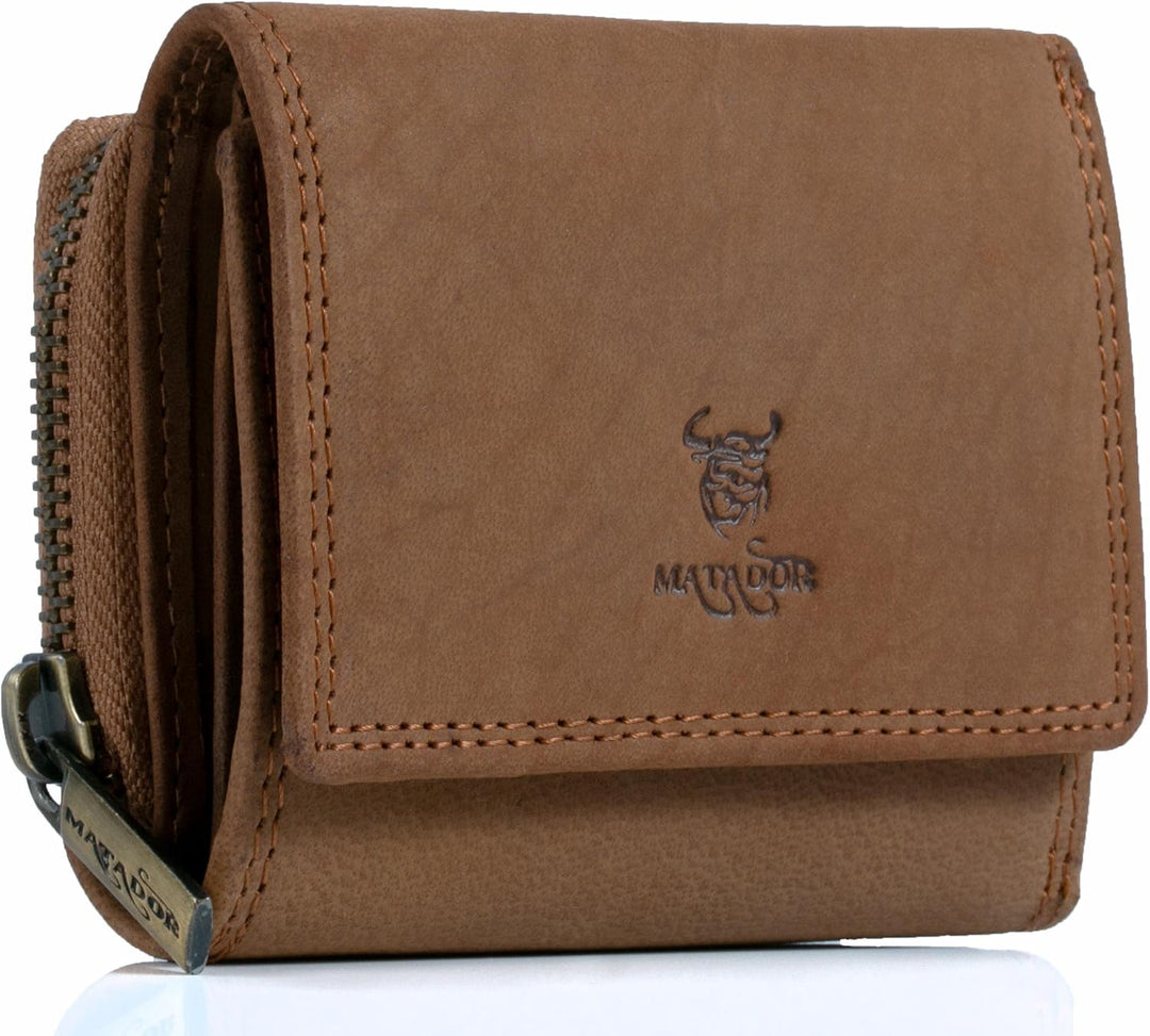 MATADOR® CHIQUITO Echt Leder Klein Geldbörse Damen Mini Geldbeutel Herren TüV geprüfter RFID & NFC S