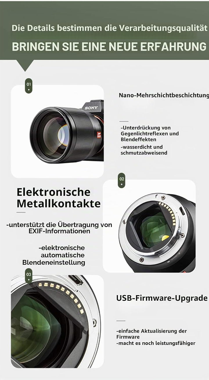 VILTROX PFU RBMH 85mm F1.8 II Porträt Objektiv STM Vollformat Autofokus für Sony E Mount Kameras a7