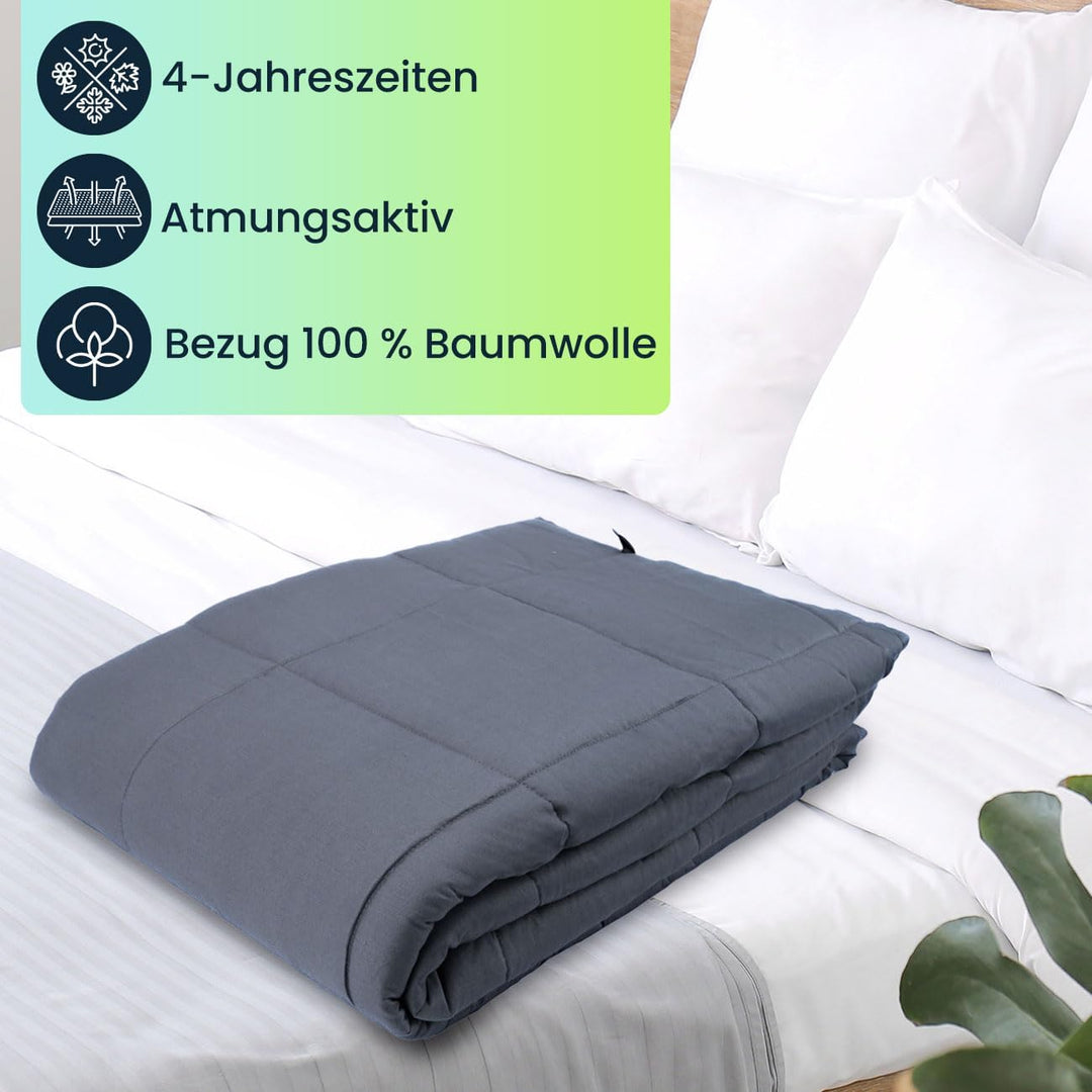 Komfort 2er-Set Gewichtsdecke 150 x 200cm, 7kg – Premium Baumwolle &amp; Glasperlen für Tiefe Entspannun