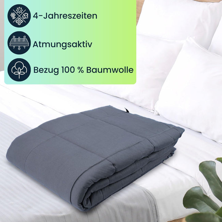 Komfort Gewichtsdecke 150 x 200cm, 7kg – Premium Baumwolle &amp; Glasperlen für Tiefe Entspannung, besse