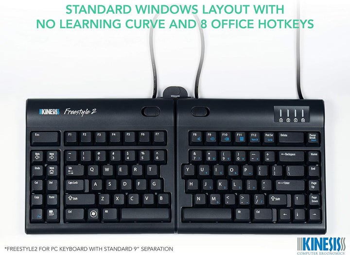 Kinesis KB800PBUS20 T34 Freestyle2 Tastatur US Layout QWERTY 50,8 cm (20 Zoll) schwarz