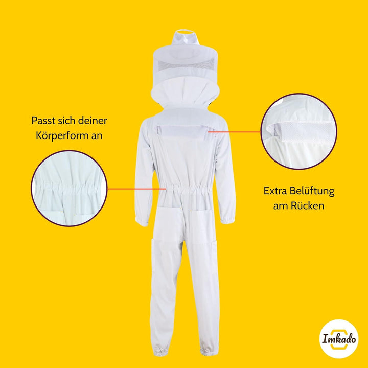 Imkado Imkeranzug, Schutzbekleidung für Imker, schützt vor Bienenstichen (XXL, Schleier: Rundschleie