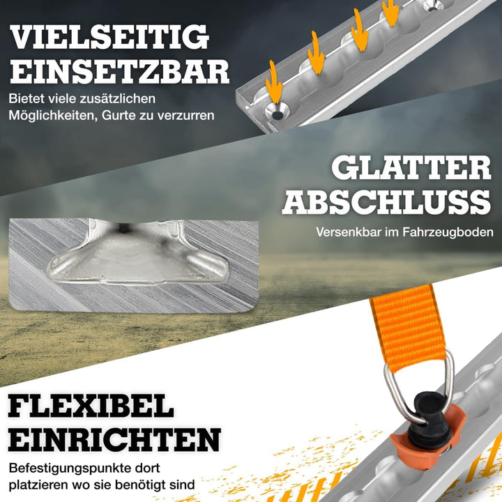 Safetytex Alu Zurrschiene eckige Form mit Bohrungen Airlineschiene 20mm Löcher Ladungssicherung LKW