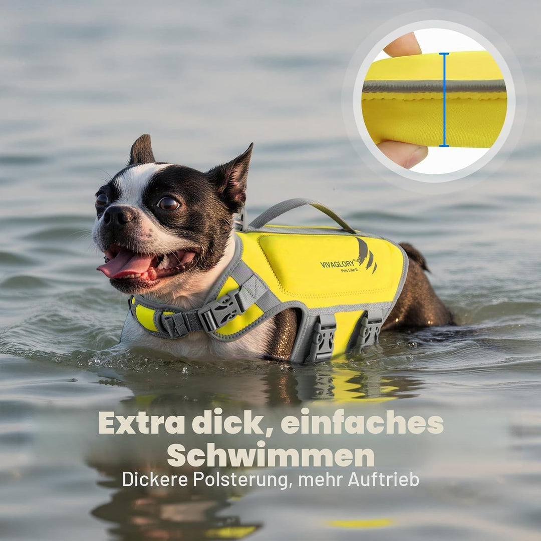 VIVAGLORY High Buoyancy Schwimmweste Hund, Rettungsweste, Hundeschwimmweste für Bootfahren, Schwimmh