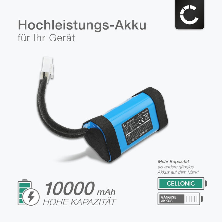 CELLONIC, Lautsprecherakku kompatibel mit JBL Charge 5, Charge 4Q (10000mAh, 3.7V) Ersatzakku GSP-1S