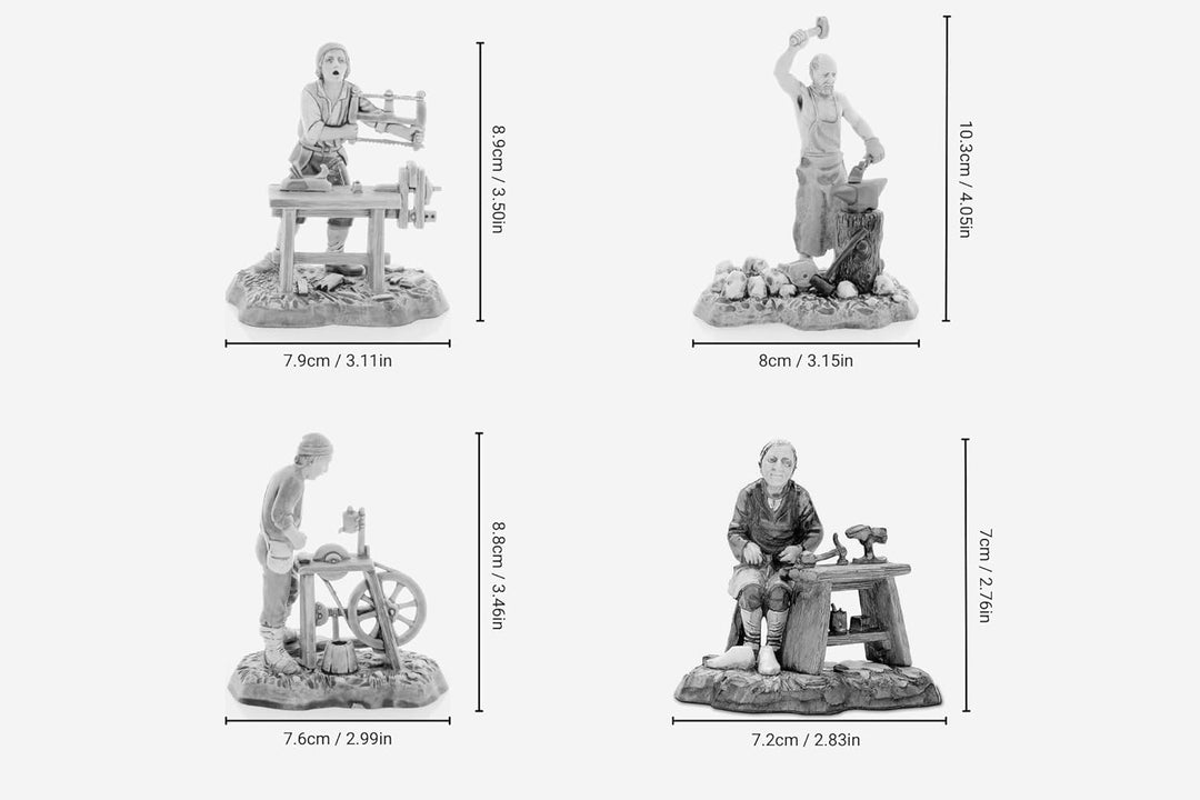 Moranduzzo Set 4 neapolitanische Berufe für Krippe 10 cm Massstab 1:20 - Unzerstörbare Krippenfigure