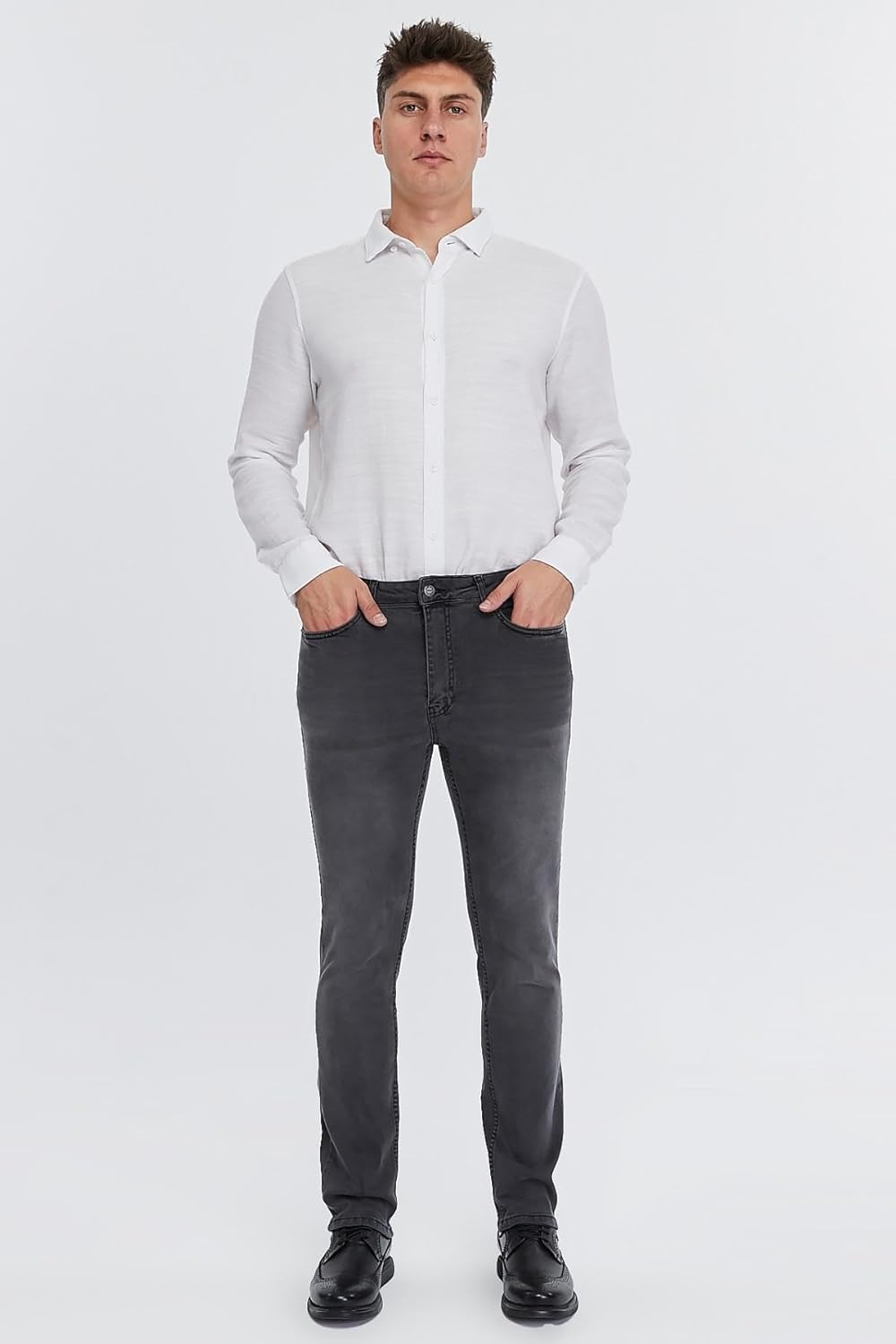 Herren Jeans Regular Fit, Stretch Jeanshose, Herren High Waist, Straight Cut, Basic Washed, Männer H