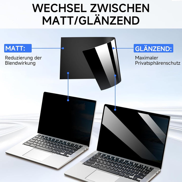 ZOEGAA Sichtschutzfolie Laptop 14 Zoll 16:9,Anti Blaulicht Blendschutz Sichtschutz Laptop 14 Zoll, A