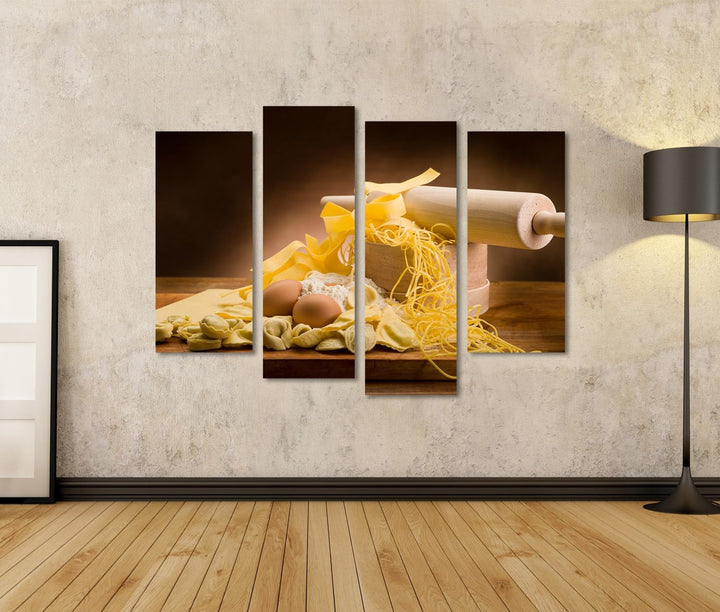 islandburner Bild auf Leinwand Traditionelle Italienische Hausgemachte Pasta Mit Zutaten Für Küche I