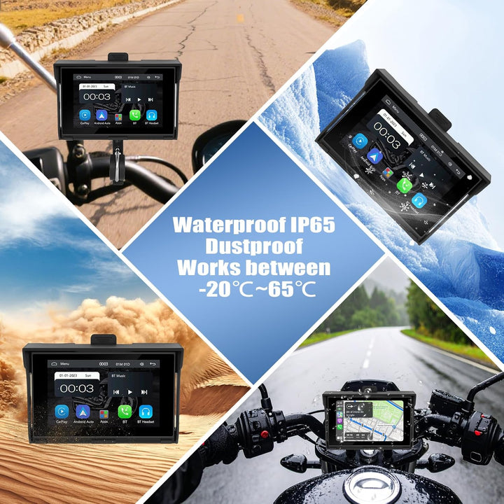 SIXWIN Carplay Motorrad Display für Moto mit Wireless Carplay Android Auto, 5 Zoll HD Touchscreen Bi