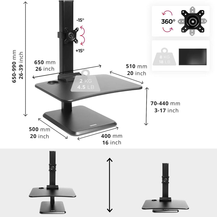 Duronic DM05D14 Schreibtischaufsatz mit Monitorhalterung | Computertisch 65 x 51 cm | Workstation hö