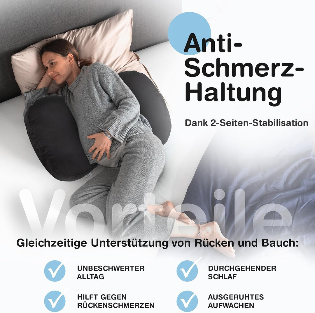 BabybeFun kompaktes Schwangerschaftskissen zum Schlafen gegen Rückenschmerzen [Extra Komfort Dank Ve