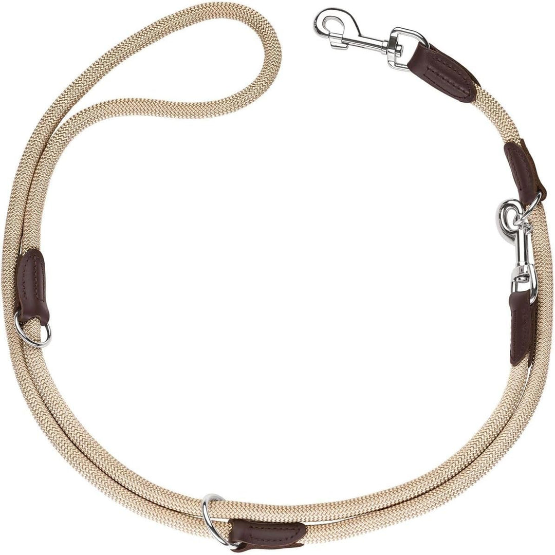 HUNTER Verstellbare Hundeführleine FREESTYLE, Farbe: beige, robust & wetterfest, 3-fach verstellbar,