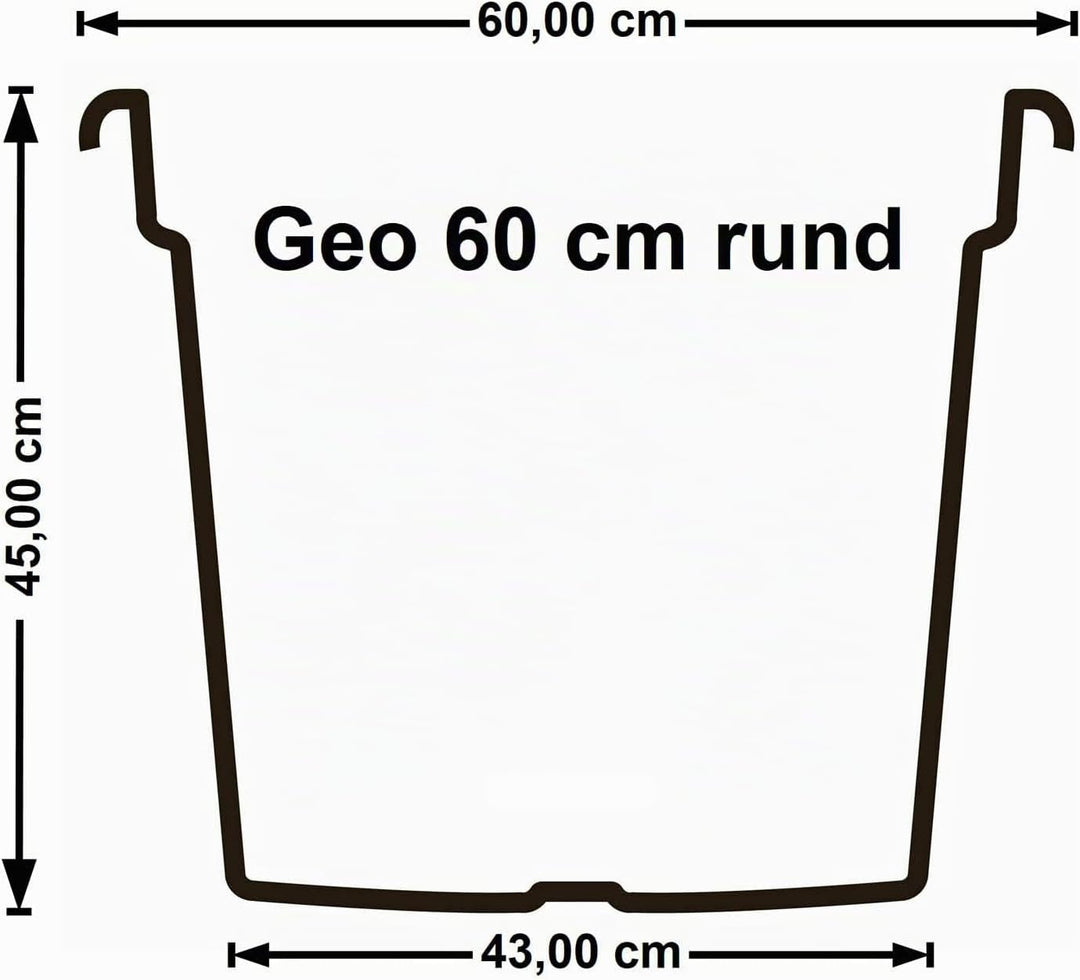 Euro3Plast Geo Blumentopf mit Untersetzer 12 Grössen und 9 Farben zur Wahl (60 cm, Anthrazit) 60 cm