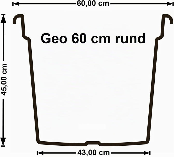 Euro3Plast Geo Blumentopf mit Untersetzer 12 Grössen und 9 Farben zur Wahl (60 cm, Anthrazit) 60 cm
