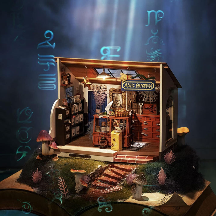 RoWood DIY Miniatur Haus Puppenhaus mit Licht, DIY Mini Holz Haus Modell Set, Bastelset Geburtstag G