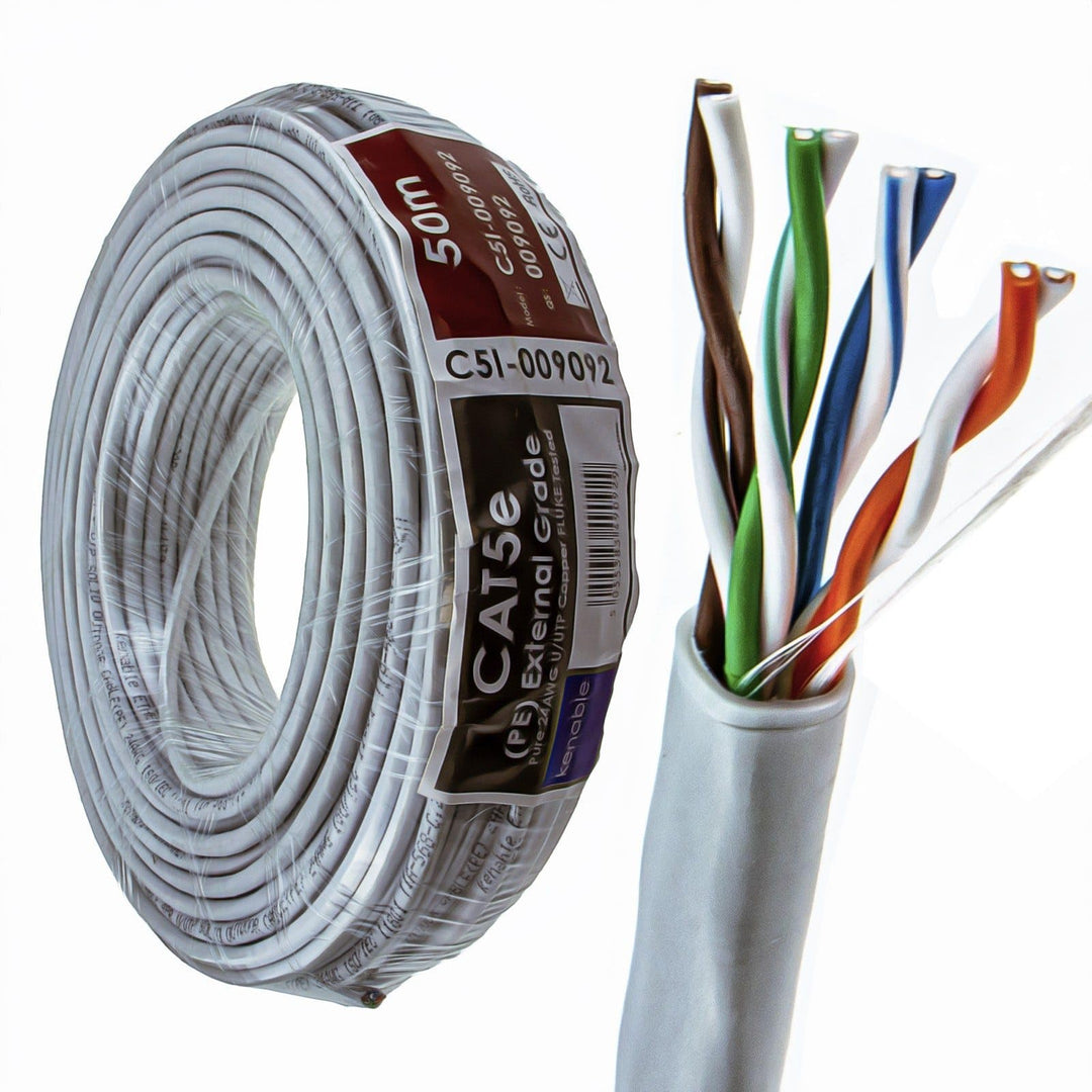 kenable Aussen Cat5E-CCA Aussen Verwendung Ethernet Netzwerk Kabel Kabelrolle UTP Grey 50 m [50 Mete