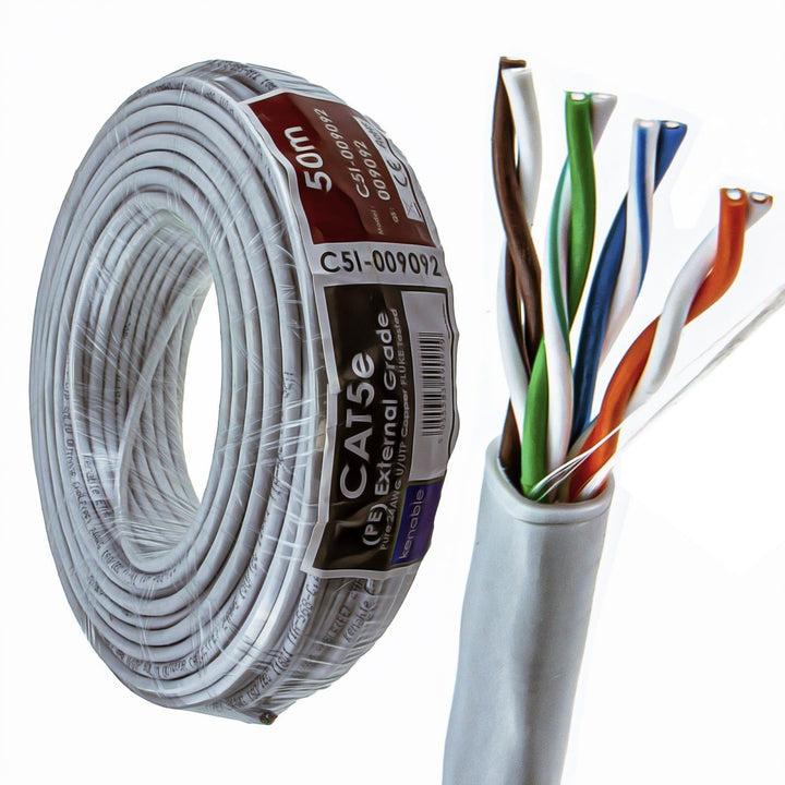 kenable Aussen Cat5E-CCA Aussen Verwendung Ethernet Netzwerk Kabel Kabelrolle UTP Grey 50 m [50 Mete