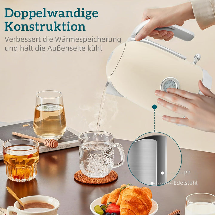HOMCOM Wasserkocher Toaster Set, 2200 W, 1,7 L Edelstahl Wasserkocher 2 Scheiben Toaster mit Otter-T