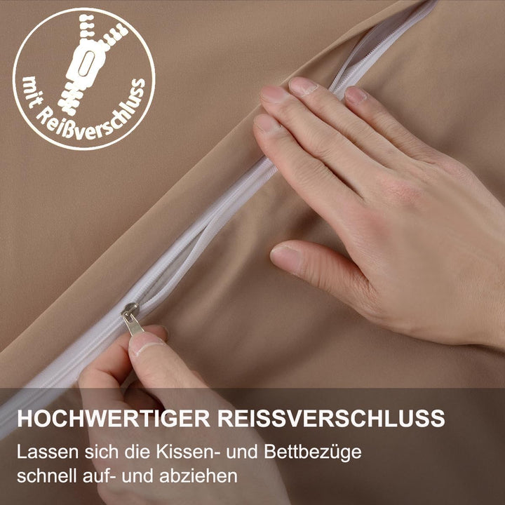 Beqnat Bettwäsche 200x200 Beige - Superweich Bettwäsche-Sets Bettbezug 200x200 Kissenbezug 80x80 2er