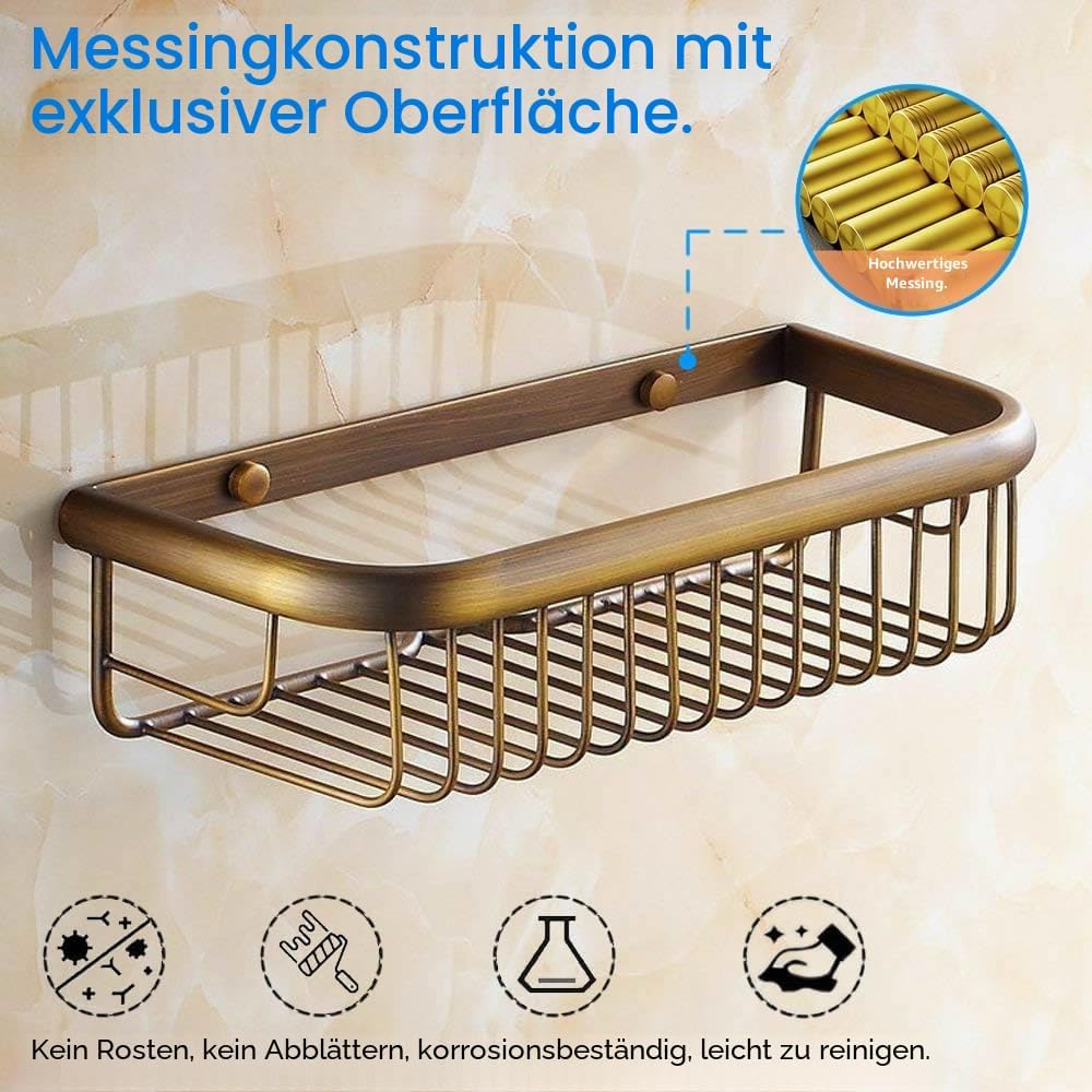 Duschkorb Messing Duschablage für Bad und Küche, Antik, Wandmontage, Antik