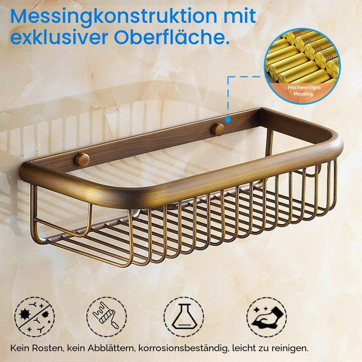 Duschkorb Messing Duschablage für Bad und Küche, Antik, Wandmontage, Antik