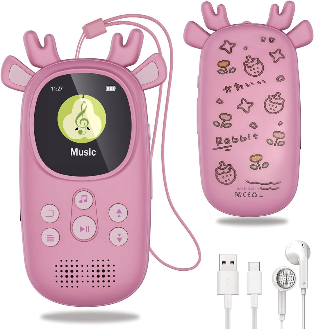 CCHKFEI 64GB Kinder MP3 Player mit Bluetooth 5.3,1,8 Zoll Bildschirm Bluetooth MP3-Player mit Kopfhö