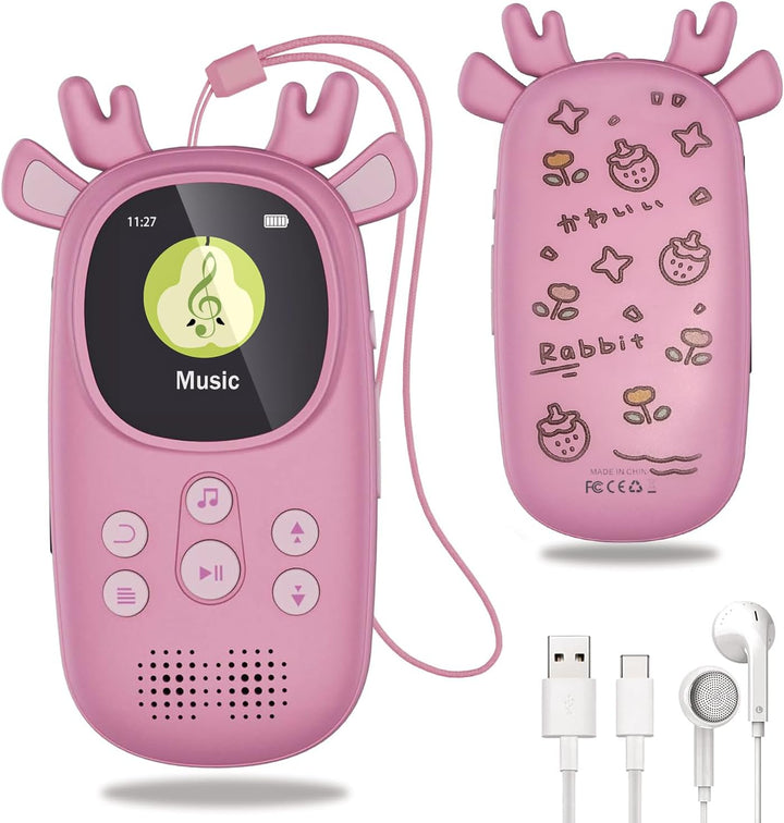 CCHKFEI 64GB Kinder MP3 Player mit Bluetooth 5.3,1,8 Zoll Bildschirm Bluetooth MP3-Player mit Kopfhö