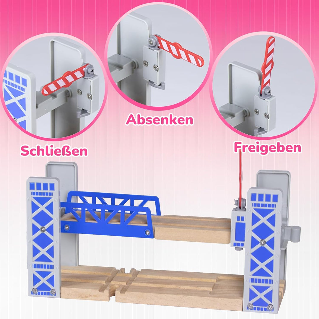 Holzeisenbahn Zubehör, Holz Eisenbahn Brückenspielzeug, Holz Eisenbahn Kinder Zug Spielzeug, Kompati