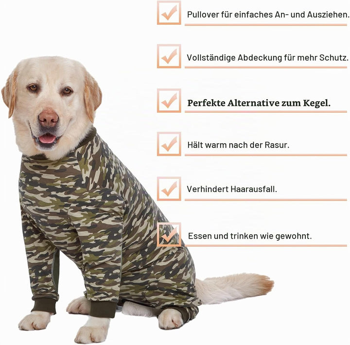 Yeapeeto Einteiler für Hunde, zur Erholung, für grosse und mittelgrosse Hunde, Schlafanzug, Ganzkörp