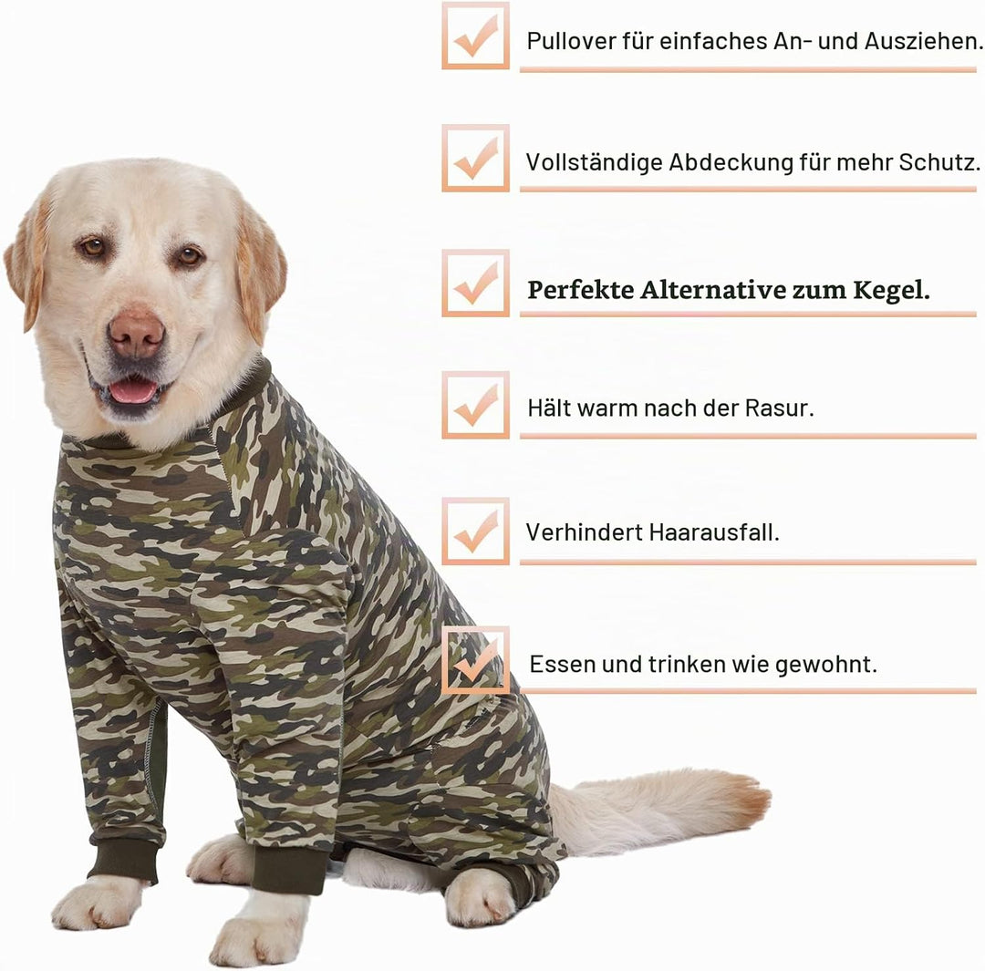 Yeapeeto Einteiler für Hunde, zur Erholung, für grosse und mittelgrosse Hunde, Schlafanzug, Ganzkörp