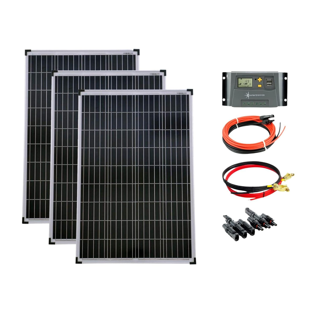 SET 3x 100W Poly Solar Modul 20A Laderegler gelb Kabel Stecker Komplettset Solarmodul Photovoltaik I