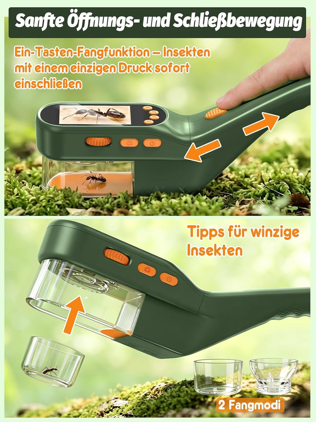 Acoath Mikroskop für Kinder, Insektenfänger Entdeckerset, 2,4-Zoll-Bildschirm, Fotografieren erlaubt