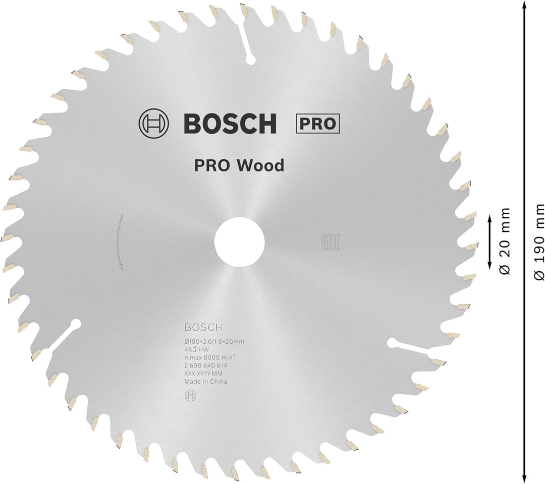 Bosch 1x PRO Wood Kreissägeblatt für Akku-Handkreissägen (für Weichholz, Hartholz, Ø mm, Professiona