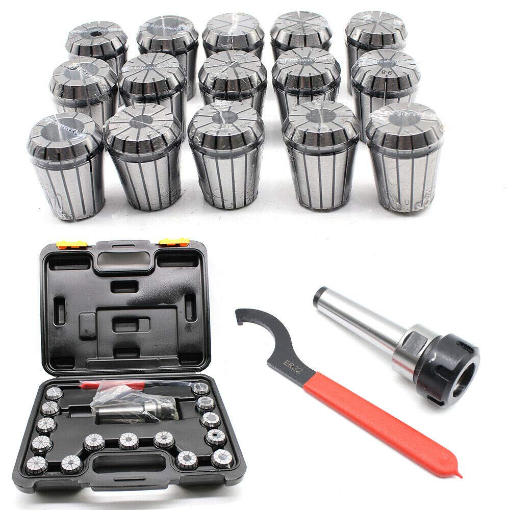 Futchoy Spannzangensatz ER32 17-tlg Spannzangenfutter Satz 15 Stueck 3-20MM Spannzangenfutter mit Bo